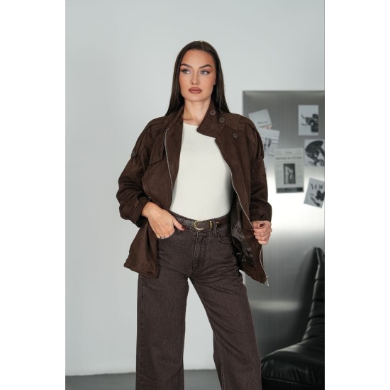 IMPORTED SUEDE FABRIC ZIP-UP JACKET 192305
