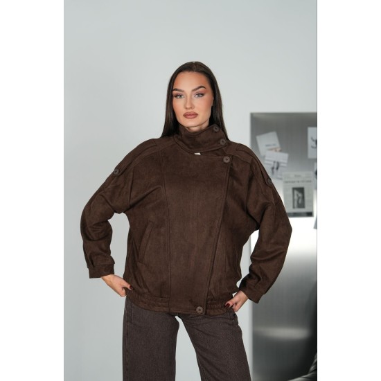 IMPORTED SUEDE FABRIC ZIP-UP JACKET 192305