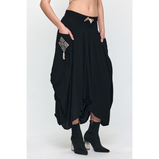 VISCOSE FABRIC EMBROIDERED SKIRT 188504