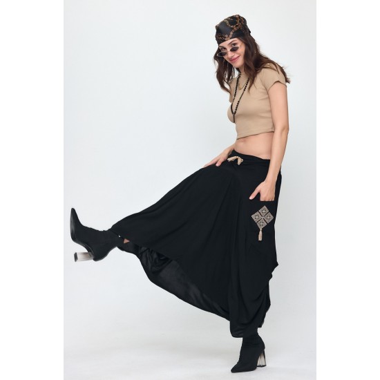 VISCOSE FABRIC EMBROIDERED SKIRT 188504