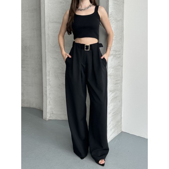 BRIDGE DETAIL BELTED PALAZZO PANTS 190926