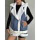 LAMINELI KUMAS ICI TUYLU DERI DETAY KEMERLI OVERSIZE YELEK 191901