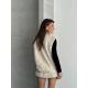 LAMINELI KUMAS ICI TUYLU DERI DETAY KEMERLI OVERSIZE YELEK 191903