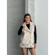 LAMINELI KUMAS ICI TUYLU DERI DETAY KEMERLI OVERSIZE YELEK 191903
