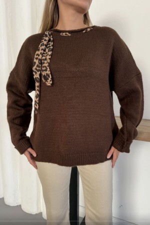 STRIPED OVERSIZED KNIT CARDIGAN WITH SCARF 192086