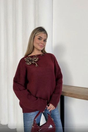 STRIPED OVERSIZED KNIT CARDIGAN WITH SCARF 192087
