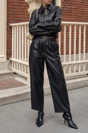MANGO MODEL BEL LASTIKLI DERI PANTOLON 192453