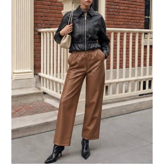 MANGO MODEL BEL LASTIKLI DERI PANTOLON 192454