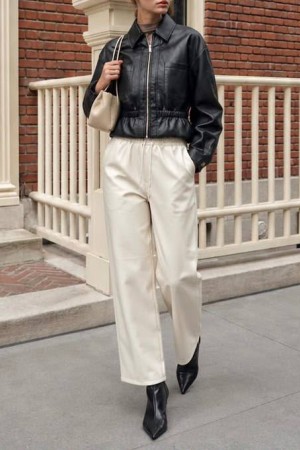 MANGO MODEL BEL LASTIKLI DERI PANTOLON 192456
