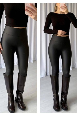 MATTE FAUX LEATHER BRUSHED LEGGINGS 192066