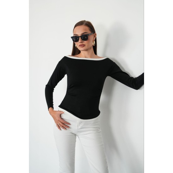 OYSHO FABRIC BOAT NECK TOP 192309