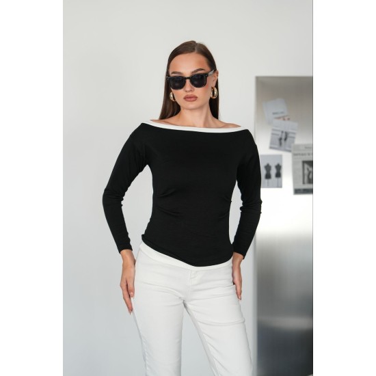 OYSHO FABRIC BOAT NECK TOP 192309