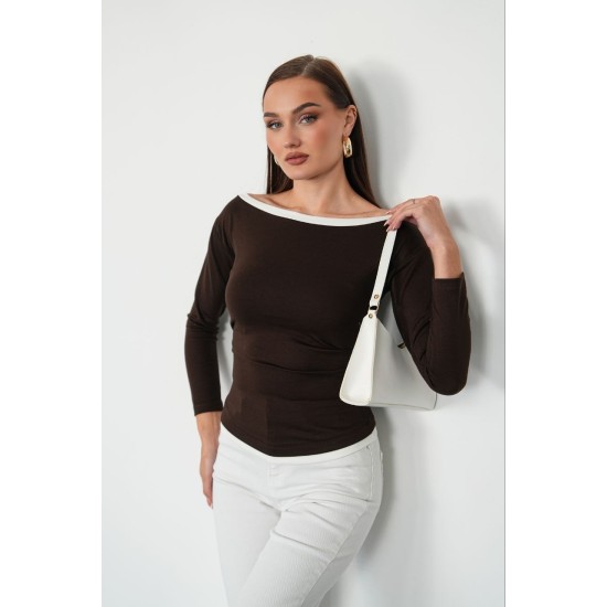 OYSHO FABRIC BOAT NECK TOP 192310
