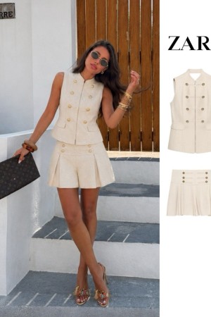 BUTTON DETAIL SKIRT SET 190419