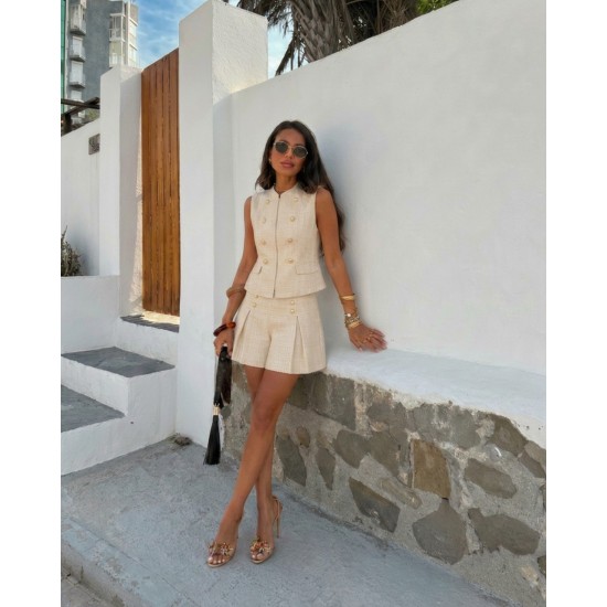 BUTTON DETAIL SKIRT SET 190419