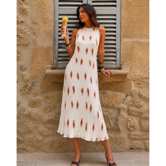 PLEATED TEXTURED MAXI DRESS 190422
