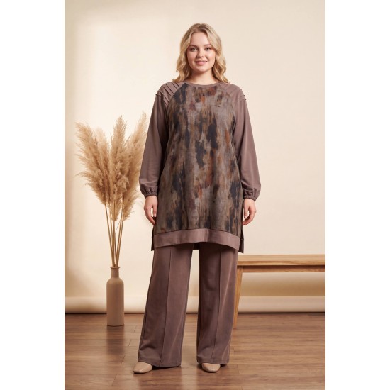 PIQUE MODAL AND FRONT PATTERNED SILK CUPRO FABRIC SET 191315