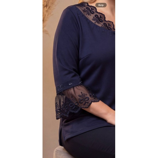 KRISTAL KUMAS DANTEL DETAY BLUZ 191312