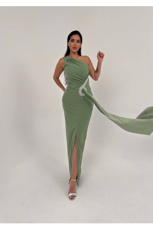 STONE DETAIL EVENING DRESS 190210