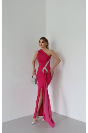 STONE DETAIL EVENING DRESS 190211