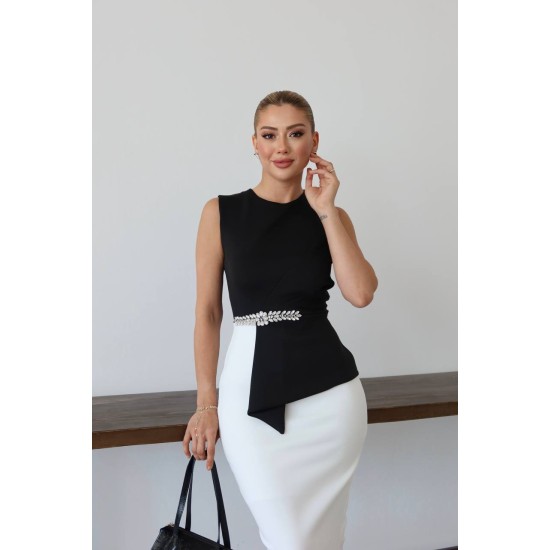 TAŞ DETAY BLUZ ABIYE ELBISE 190269