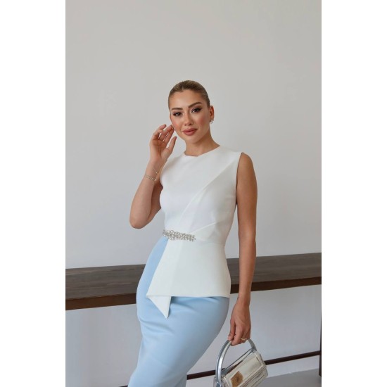 TAŞ DETAY BLUZ ABIYE ELBISE 190270
