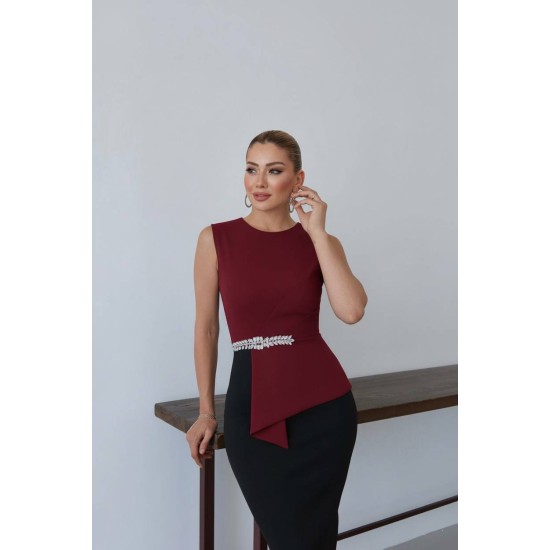 TAŞ DETAY BLUZ ABIYE ELBISE 190271