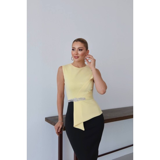TAŞ DETAY BLUZ ABIYE ELBISE 190272