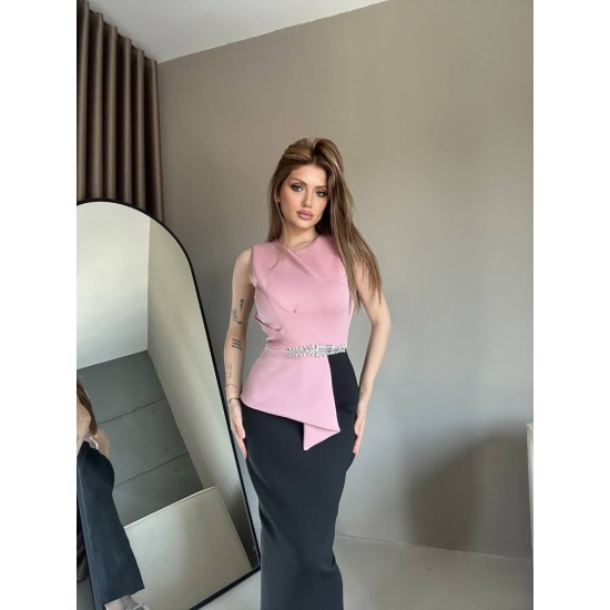 TAŞ DETAY BLUZ ABIYE ELBISE 190275
