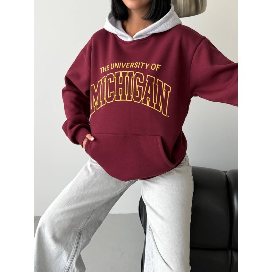 3 THREAD BRUSHED PRINTED CONTRAST DETAIL OVERSIZE SWEATSHIRT 191419