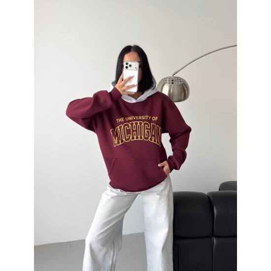 3 THREAD BRUSHED PRINTED CONTRAST DETAIL OVERSIZE SWEATSHIRT 191419
