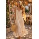 LINEN FABRIC SPAGHETTI STRAP LACE DETAIL DRESS 190658