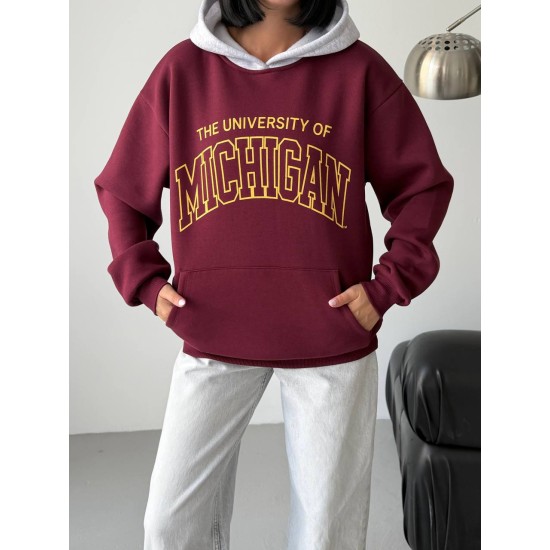 3 THREAD BRUSHED PRINTED CONTRAST DETAIL OVERSIZE SWEATSHIRT 191419