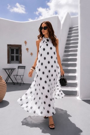 SIFON KUMAS PUANTIYELI PİLİSE DETAYLI ELBISE 190722
