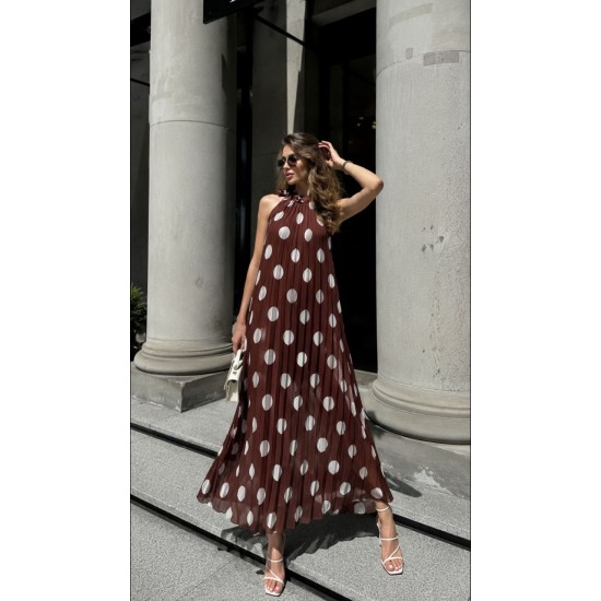 SIFON KUMAS PUANTIYELI PİLİSE DETAYLI ELBISE 190723