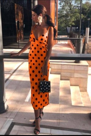 POLKA DOT SATIN FABRIC DRESS 190777
