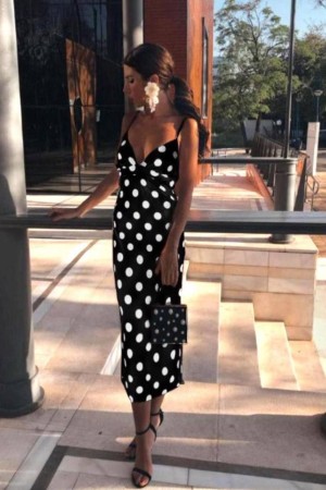 POLKA DOT SATIN FABRIC DRESS 190778