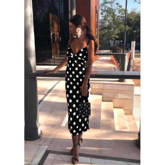 POLKA DOT SATIN FABRIC DRESS 190778
