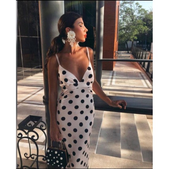 POLKA DOT SATIN FABRIC DRESS 190779