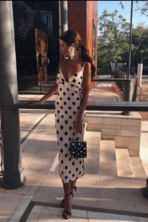 POLKA DOT SATIN FABRIC DRESS 190779