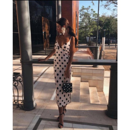 POLKA DOT SATIN FABRIC DRESS 190779