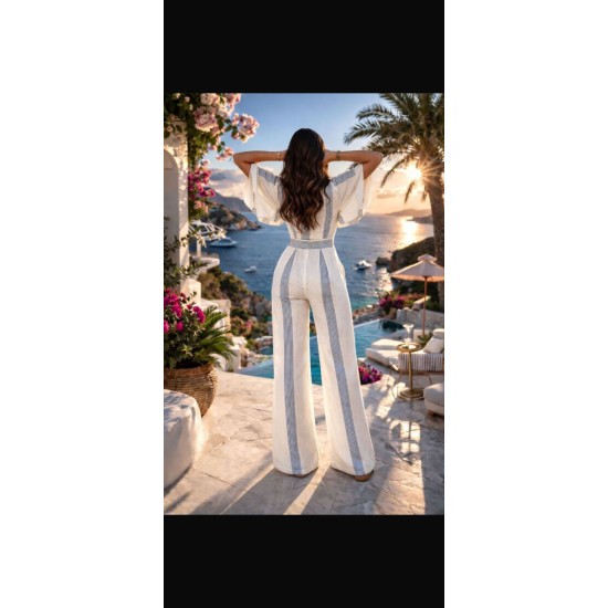 CIZGILI MUSLIN KUMAS PANTOLON TAKIM 190789