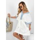 DENIM TRIM LINEN DRESS 190790