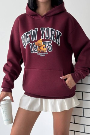 3 IPLIK SARDONLU BASKILI KAPUSONLU SWEAT 191426