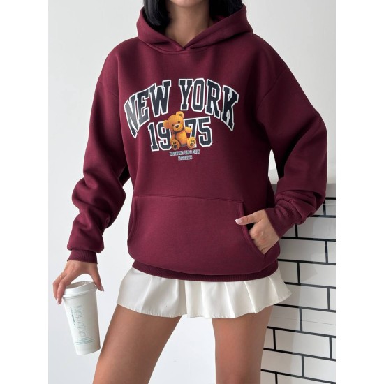 3 IPLIK SARDONLU BASKILI KAPUSONLU SWEAT 191426