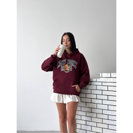 3 IPLIK SARDONLU BASKILI KAPUSONLU SWEAT 191426