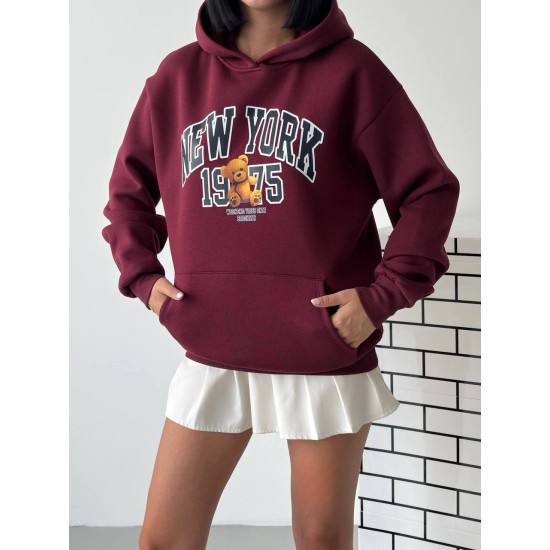3 IPLIK SARDONLU BASKILI KAPUSONLU SWEAT 191426