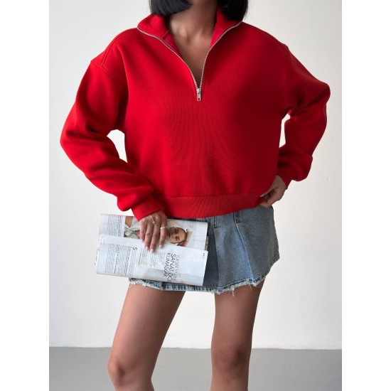 3 IPLIK SARDONLU KUMAS FERMUARLI SWEAT 191438