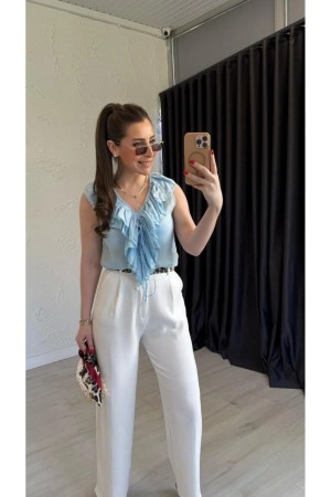 IP BAGLAMA DETAYLI FIRFIRLI BLUZ 190934
