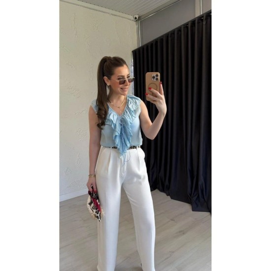 IP BAGLAMA DETAYLI FIRFIRLI BLUZ 190934